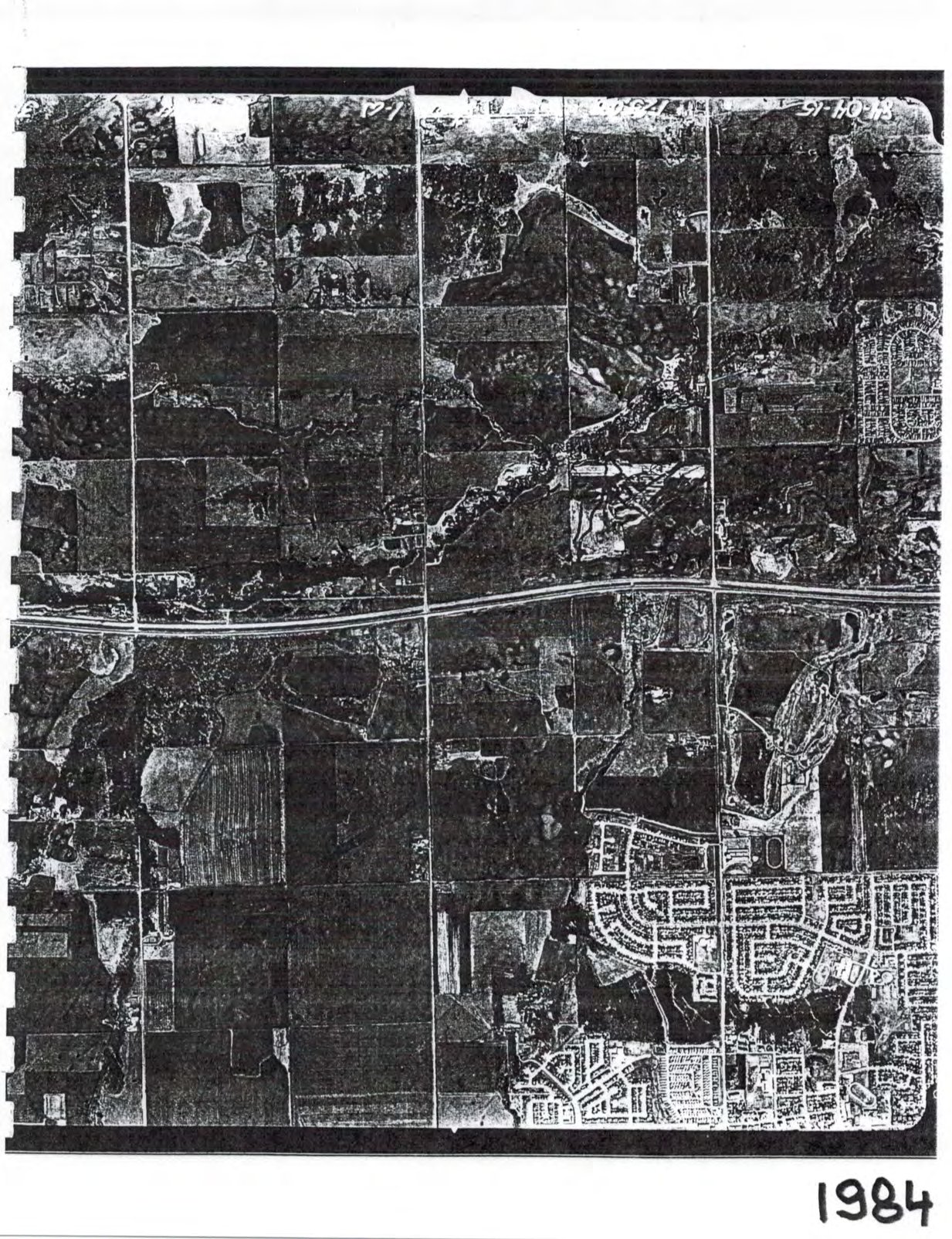 Aerial photograph of the Deer Park Estates land in 1984