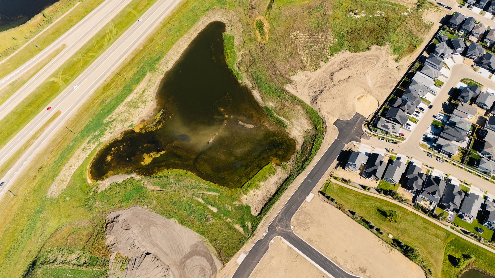 Aerial view over Deer Park Estates community, Spruce Grove